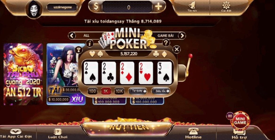 Các tính năng trong game Mini Poker  